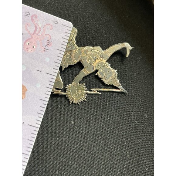 VIntage Siam Sterling Brooch - Enamel Thai Dancer Black  Vintage SIAM Lady Dancer Black Wash 925 Sterling Silver Brooch Pin